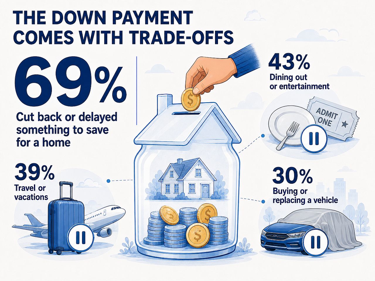 An infographic reporting data on how the down payment comes with trade-offs.